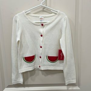 Gymboree NWT White with watermelon embroidery cardigan size 6